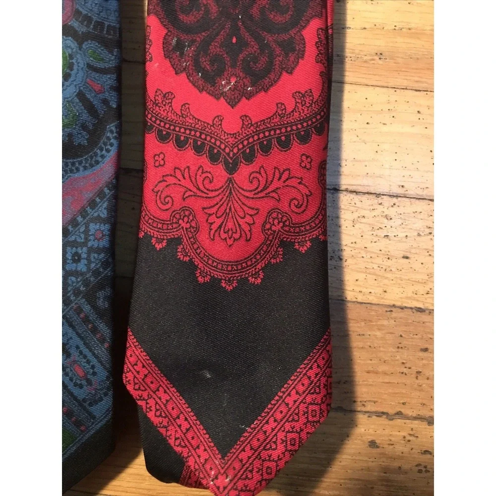 Lot Of 3  Crawford's By Damon Italian Silk Neckties Imported Foulard Fabric